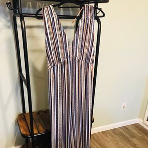 Bcbg Generation Birchy Stripes Deep-V Jumpsuit